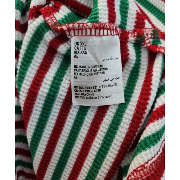 Macy's Family PJs Red Green & White Striped Long-Sleeve Thermal Top XXL - Picture 4 of 4